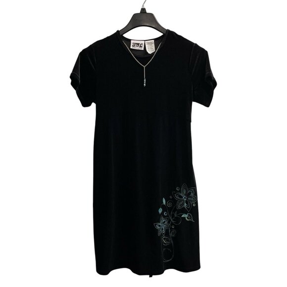 Vintage‎ Speechless Velvet Dress Women 16.5 Black Floral Fairy Grunge Whimsigoth - Picture 1 of 10